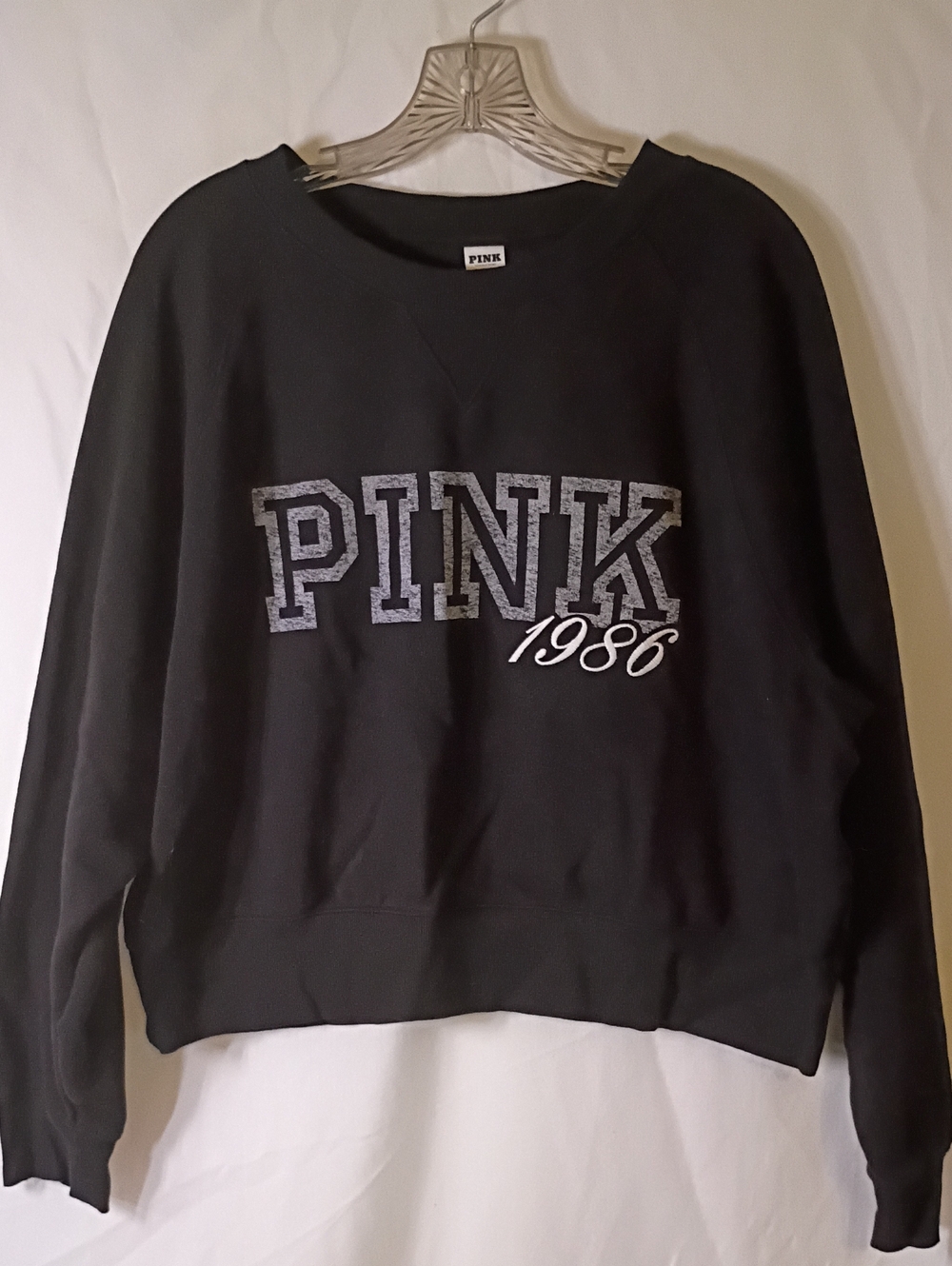 PINK Victoria's Secret Black 'PINK 1986' Crewneck Sweatshirt
